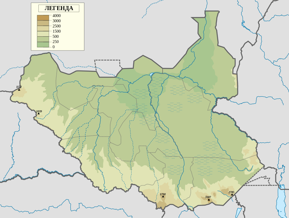 Рельєф Південного Судану