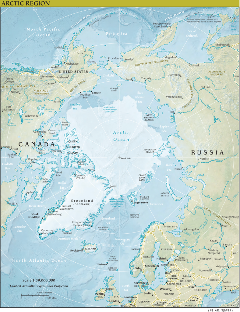 Фізична карта Арктики