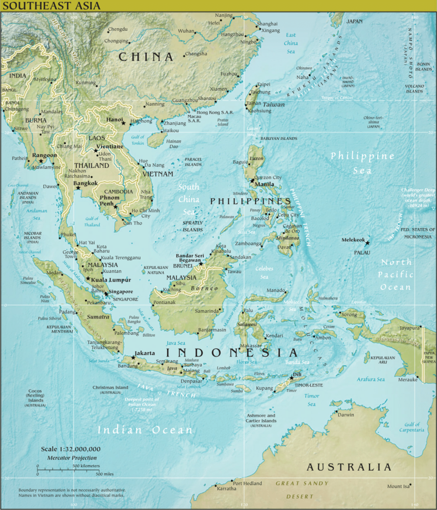 Фіична карта Південно-Східної Азії
