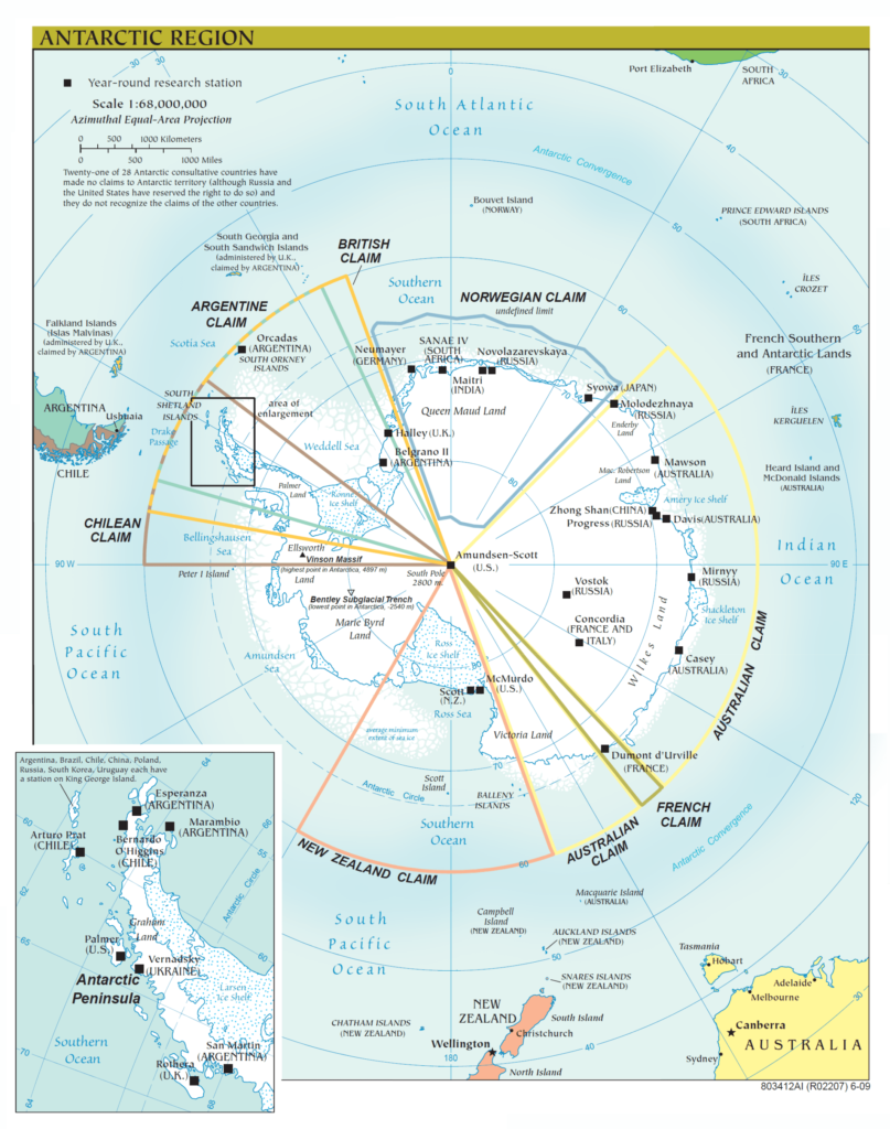 Політична карта Антарктиди