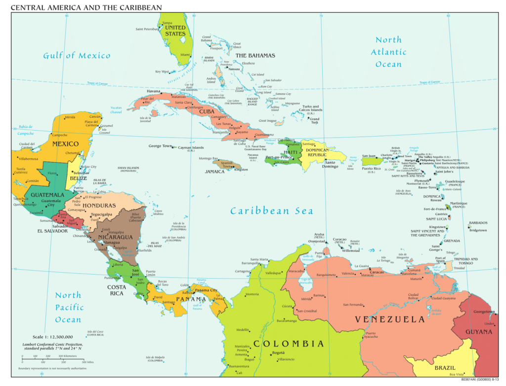 Політична карта Центральної Америки