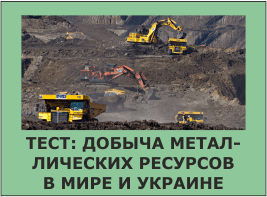 Тест: Добыча металлических ресурсов в мире и Украине