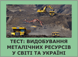 Тест: Видобування металічних ресурсів у світі та Україні
