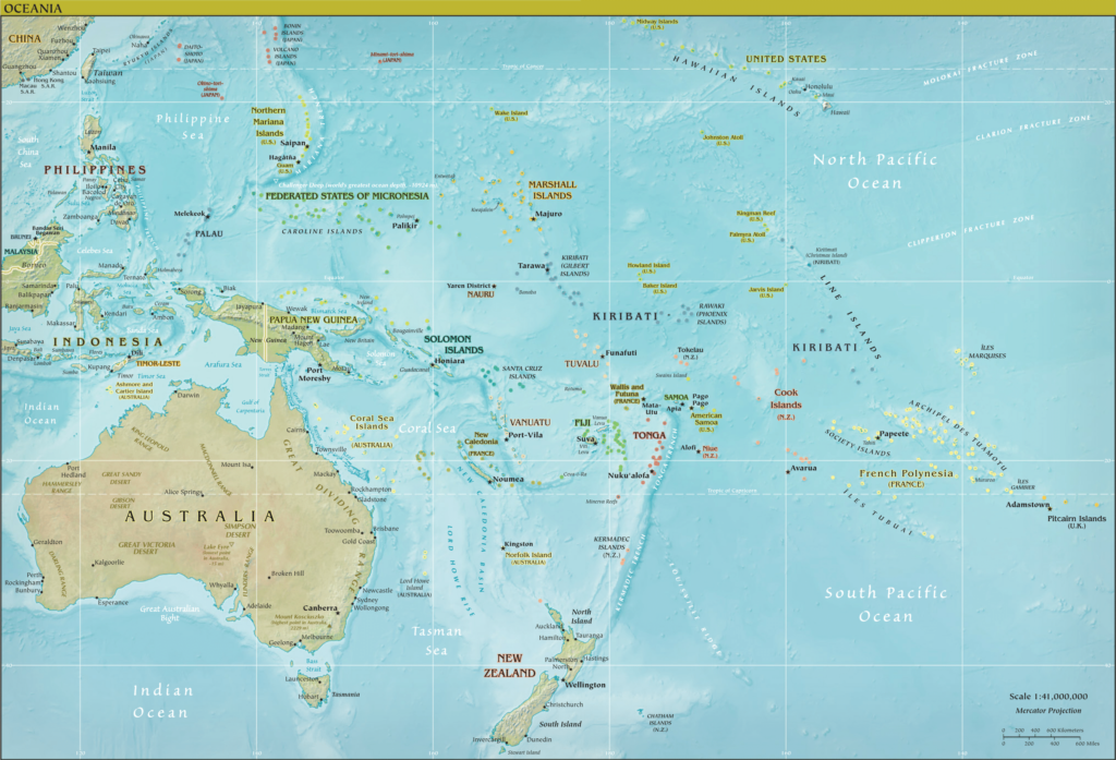 Фізична карта Океанії