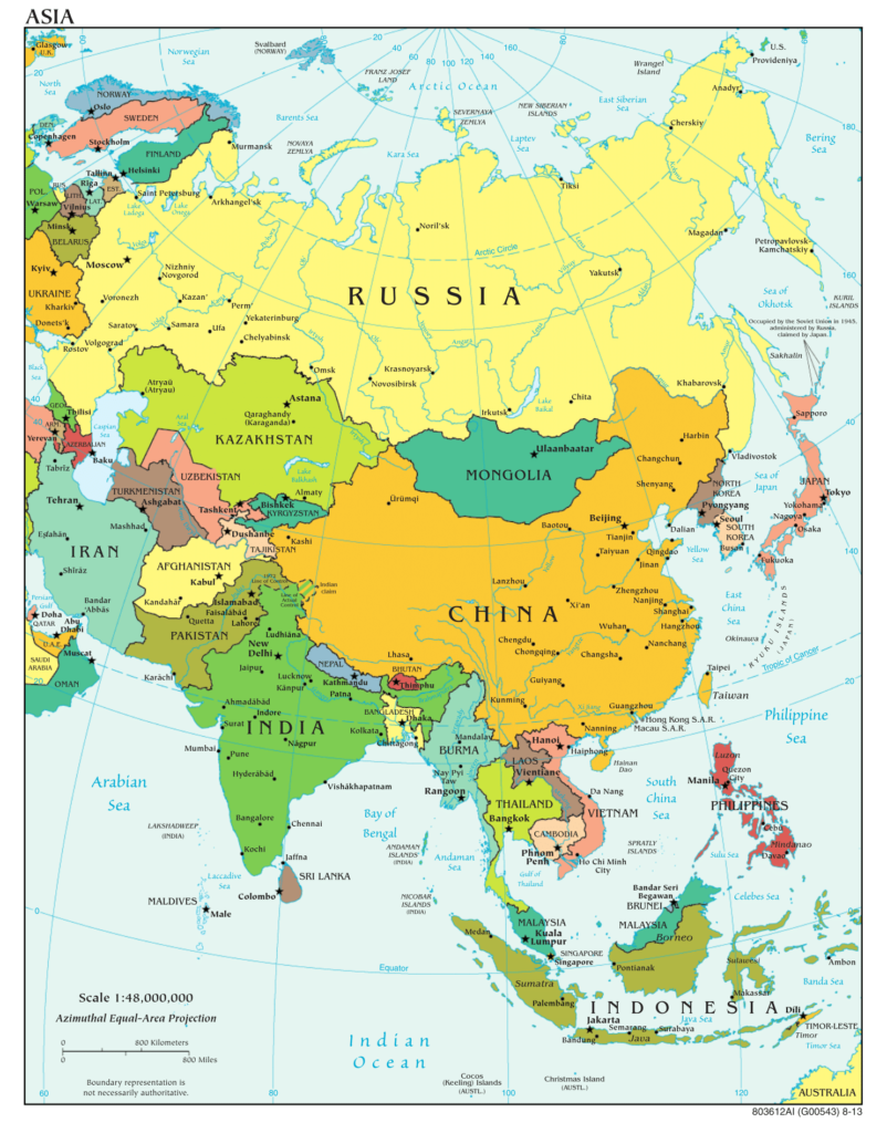 Політична карта Азії