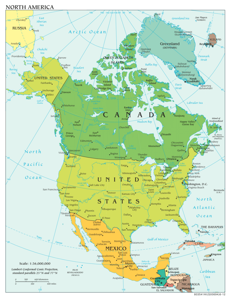 Політична карта Північної Америки
