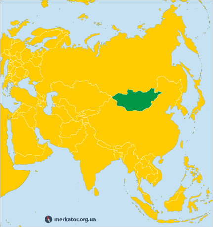 Монголія на карті Азії